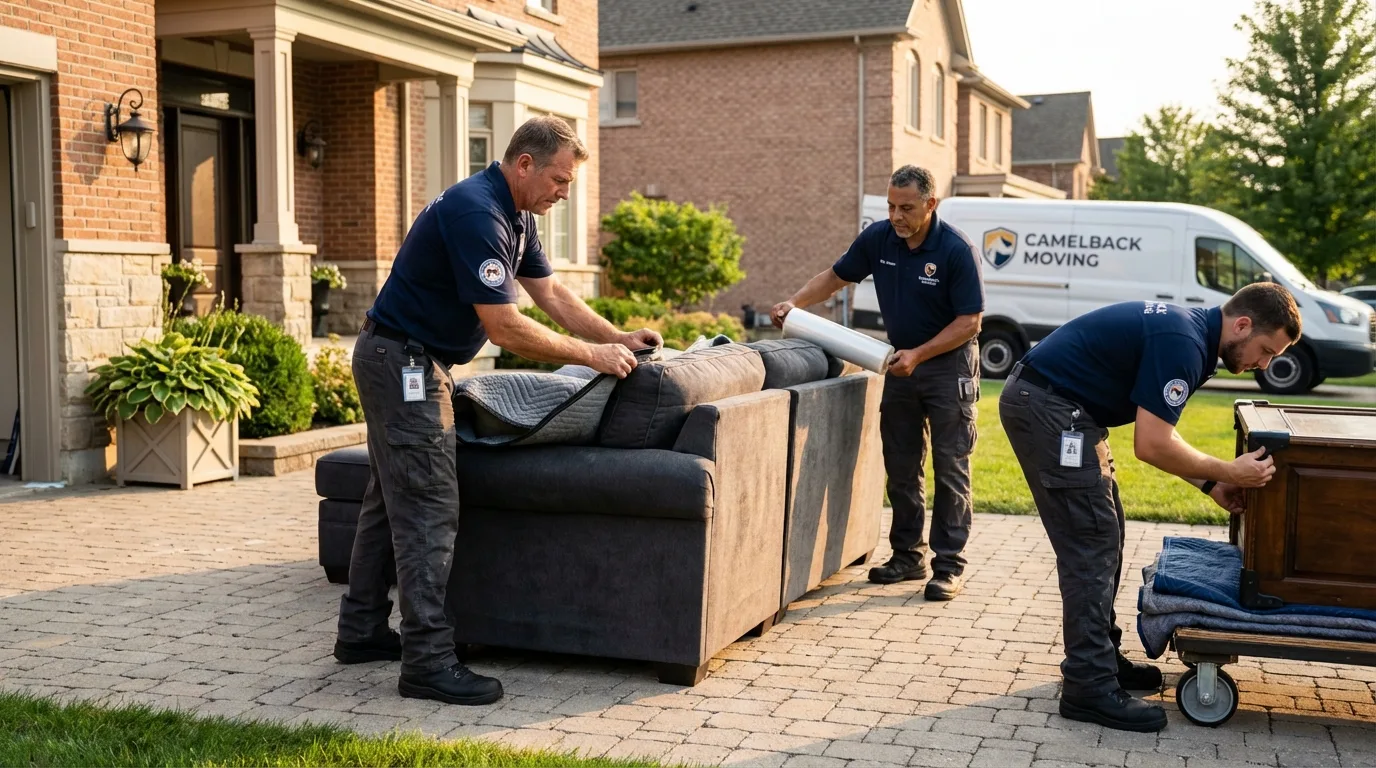 Large estate moving crew wrapping furniture in Clinton, MS